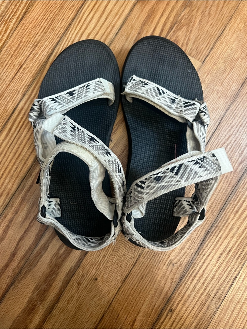 Teva Women's Strappy Sandals - Black and Cream Pattern